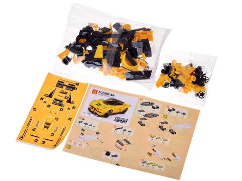 Klocki techniczne sportowe auto ŻÓŁTE 143-elementy + naklejki ZA5742