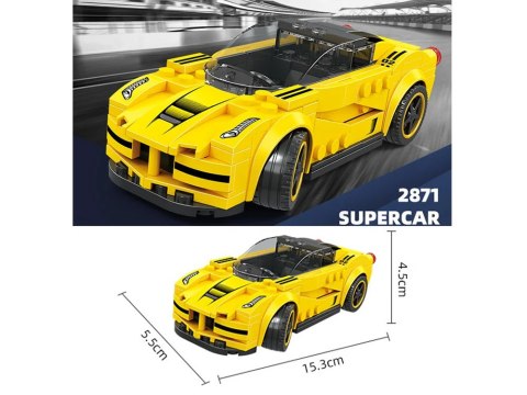 Klocki techniczne sportowe auto ŻÓŁTE 143-elementy + naklejki ZA5742