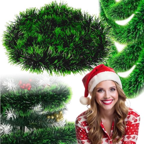 Łańcuch na choinkę choinkowy dekoracja gruby girlanda choinkowa 8cm x 2m ZIELONY