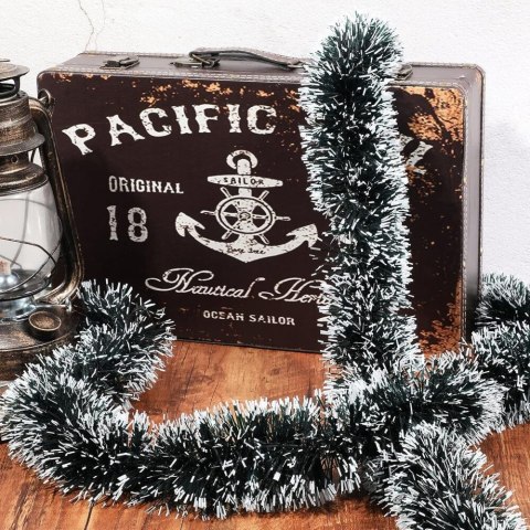 Łańcuch na choinkę choinkowy dekoracyjny gruby girlanda choinkowa 8cm x 2m zielono-biała