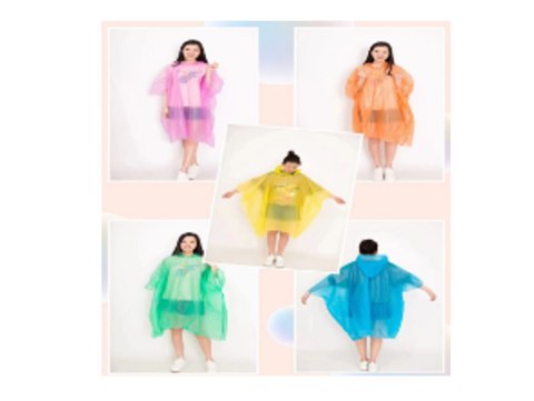 Lekki przeciwdeszczowy peleryna poncho z kapturem- wodoodporna 132 x 203cm