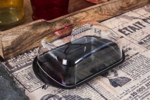 Maselniczka na masło osełkowe czarna 18 x 11 cm