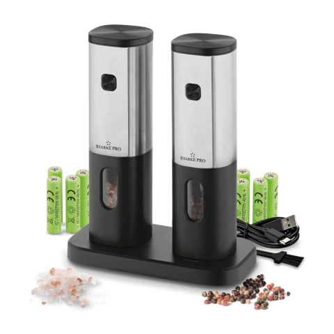 Młynki elektryczne do soli i pieprzu Starke Pro Split 2 sztuki