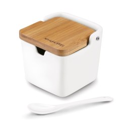 Pojemnik na sól, cukier lub kakao z pokrywką bambusową i łyżeczką 270ml