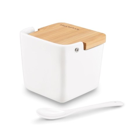 Pojemnik na sól, cukier lub kakao z pokrywką bambusową i łyżeczką 270ml