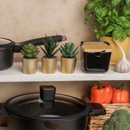 Pojemnik na sól, cukier lub kakao z pokrywką bambusową i łyżeczką Konighoffer Ceramic 270 ml czarna