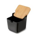 Pojemnik na sól, cukier lub kakao z pokrywką bambusową i łyżeczką Konighoffer Ceramic 270 ml czarna