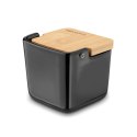 Pojemnik na sól, cukier lub kakao z pokrywką bambusową i łyżeczką Konighoffer Ceramic 270 ml czarna
