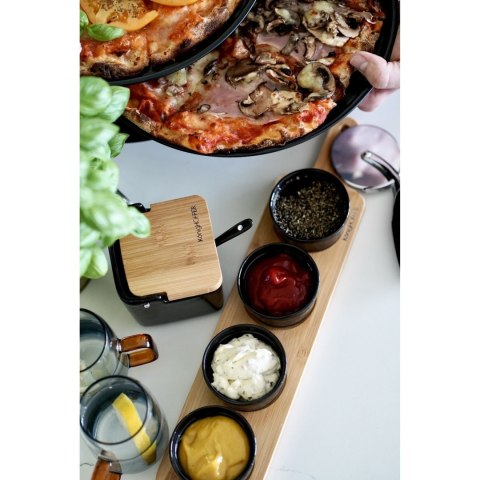 Pojemnik na sól, cukier lub kakao z pokrywką bambusową i łyżeczką Konighoffer Ceramic 270 ml czarna