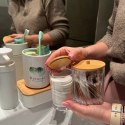 Pojemnik na waciki i patyczki z bambusowymi pokrywkami podwójny