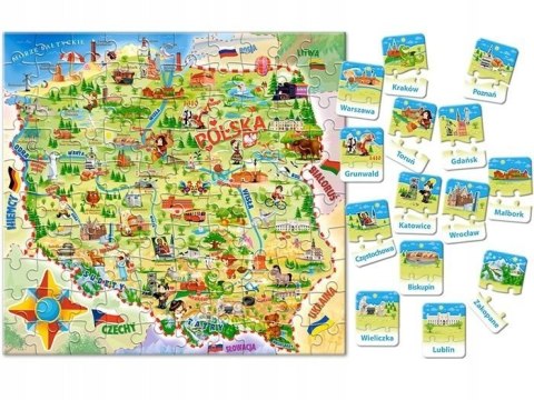 Puzzle 128el. MAPA POLSKI quiz E-142