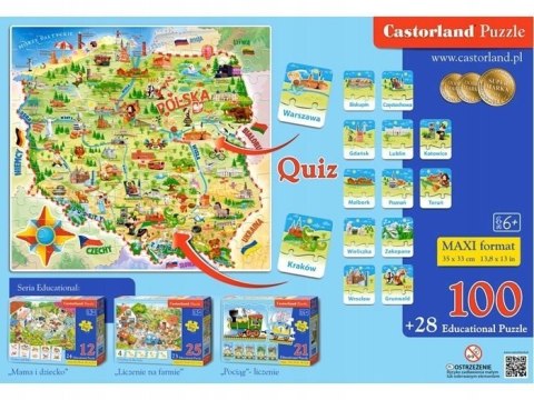 Puzzle 128el. MAPA POLSKI quiz E-142
