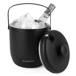 Stalowy pojemnik z uchwytem wiaderko do lodu ze szczypcami Konighoffer Oris 2,8 l czarne