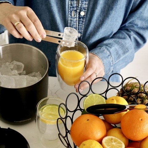 Stalowy pojemnik z uchwytem wiaderko do lodu ze szczypcami Konighoffer Oris 2,8 l czarne