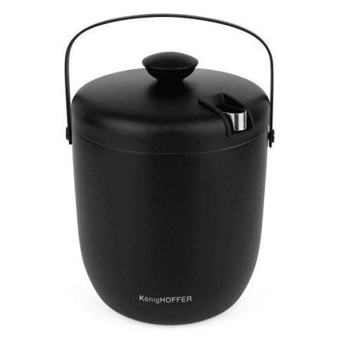 Stalowy pojemnik z uchwytem wiaderko do lodu ze szczypcami Konighoffer Oris 2,8 l czarne