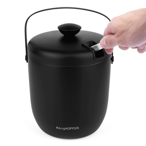 Stalowy pojemnik z uchwytem wiaderko do lodu ze szczypcami Konighoffer Oris 2,8 l czarne