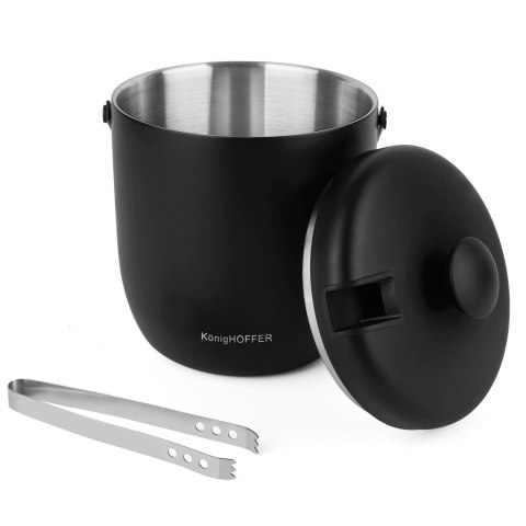 Stalowy pojemnik z uchwytem wiaderko do lodu ze szczypcami Konighoffer Oris 2,8 l czarne