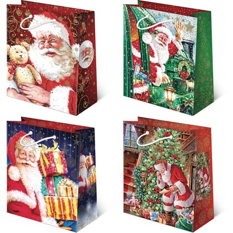 Torebki ozdobne 10szt. XL set S-39 Mikołaj Klasyczny 30 x 36,5 x 13cm