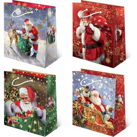 Torebki ozdobne 10szt. XL set S-43 Mikołaj realistyczny 30 x 36,5 x 13cm