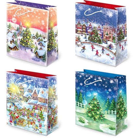 Torebki ozdobne 10szt. T-2L set S-46 Christmas Night 22,5 x 31,5 x 10,8cm