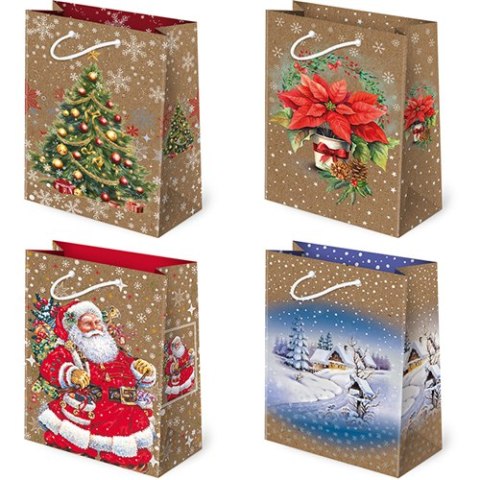Torebki ozdobne 10szt. T-4 KRAFT set S-2 Święta 16 x 24 x 7,5 cm