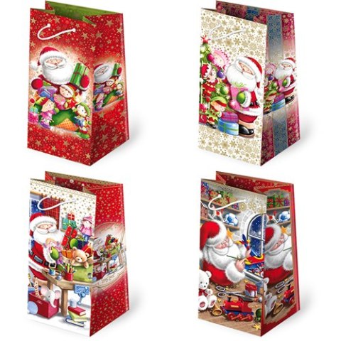 Torebki ozdobne 10szt. T-7L set S-25 Mikołaje białe 10 x 22 x 6cm