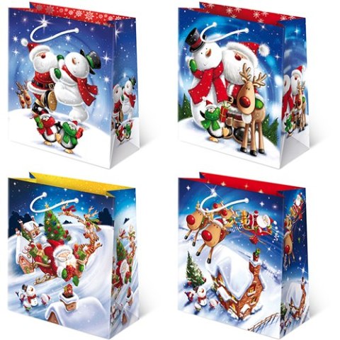 Torebki ozdobne 10szt. T-8L set S-33 Mikołaj i Bałwanek 20 x 24 x 11cm