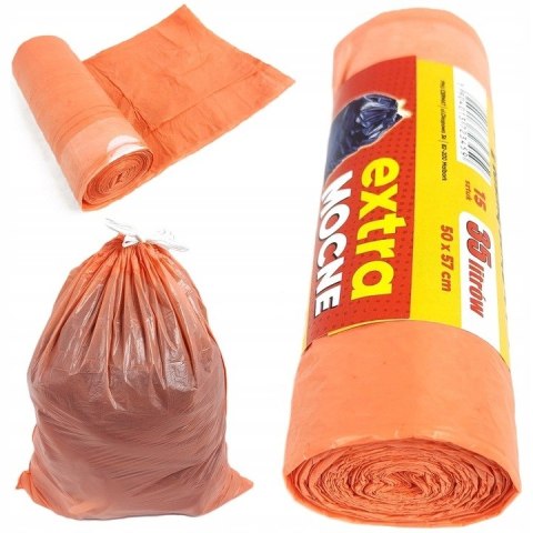 Worki na śmieci z taśmą ściągającą 35L MOCNE na odpady zmieszane