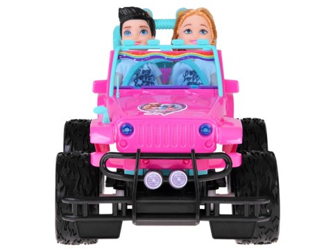 Zdalnie sterowane różowe auto dla lalek + chłopiec i dziewczynka RC0734