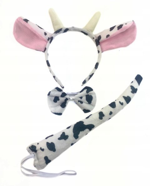 Zestaw kostiumowy "Krówka" dla dzieci - opaska, muszka, ogonek