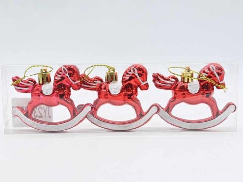 Bombka zawieszka 3szt. konik na biegunach TG74301-mix