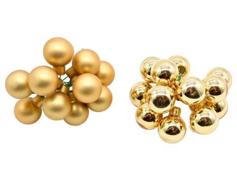 Bombki szklane na druciku 12szt ZŁOTE TG76258-2