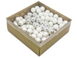 Bombki szklane na druciku 144szt BIAŁE/SREBRNE TG76254-1