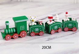 Dekoracja bożonarodzeniowa POCIĄG CIUCHCIA 20cm plastik zielona XPE-101