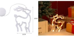 Dekoracja w okno na przyssawkę led świecąca RENIFER 19 x 13 cm biały ciepły MCI-2515WW