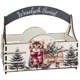 Koszyczek świąteczny pudełko prezentowe mikołajki Boże Narodzenie - KOT ŚWIĘTA