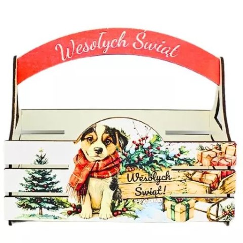 Koszyczek świąteczny pudełko prezentowe mikołajki Boże Narodzenie - PIES ŚWIĘTA