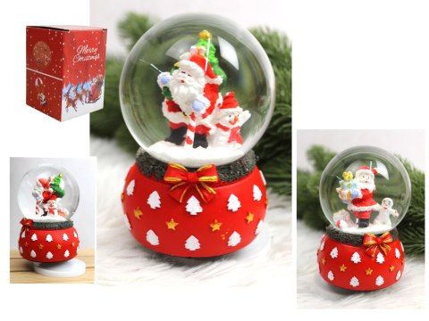 Kula świąteczna pozytywka szkło-ceramik 13 x 10cm mix MIKOŁAJ PREZENTY POM-004