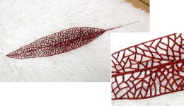 Liść 10szt sztuczny brokat 50 x 8cm CZERWONY DEZ-101C