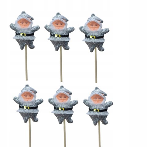 Mikołaj na piku 6szt. brokat srebrny TG25975-1