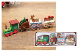 Pociąg ciuchcia drewniana zielona bożonarodzeniowa 22x7x3cm | PCD-101