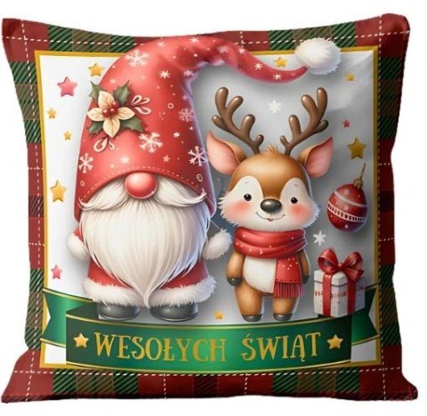 Poduszka świąteczna Boże Narodzenie Skrzat&Renifer | 3335BN7
