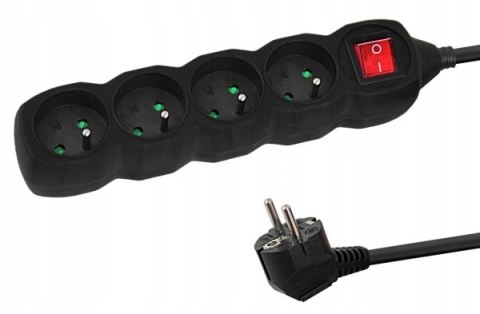 Przedłużacz listwa zasilająca 4 gniazda z włącznikiem 3 metry czarna ELK213K