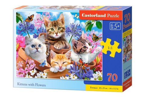 Puzzle 70 el. KITTENS WITH FLOWERS Castorland B-070107