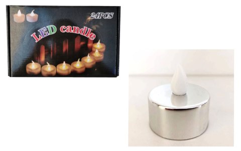 Świeczka podgrzewacz led 3,6 x 6 cm ze stałym płomieniem SREBRNY XLY-103S