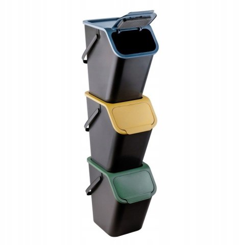 Zestaw 3 koszy pojemnik do segregacji śmieci 3 x 25l BINI