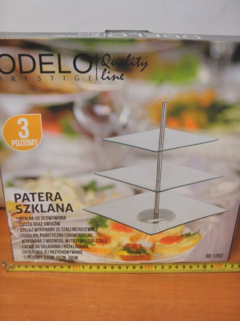 Patera 3-poziomy szklana kwadrat | OD1202