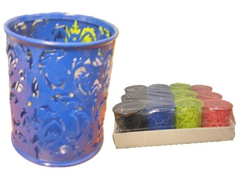 Pojemnik organizer świecznik metalowy ażurowy mix kolorów