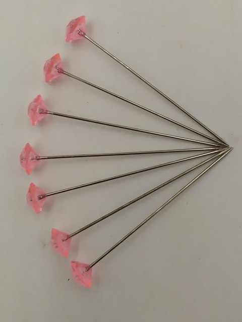 Szpilki ozdobne różowe 50szt diament 54mm 6 paczek SPD54-RO