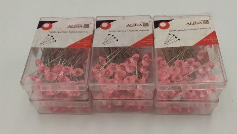 Szpilki ozdobne różowe 50szt diament 54mm 6 paczek SPD54-RO